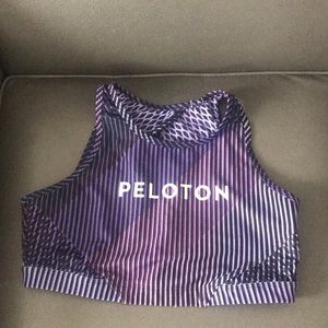Peloton Purple Striped High-Neck Sports Bra